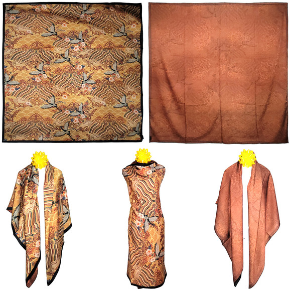 NWT Double Sided Silk Scarf 53"x53" Large Square Shawl Wrap XiangYunSha 36211 - Picture 1 of 11